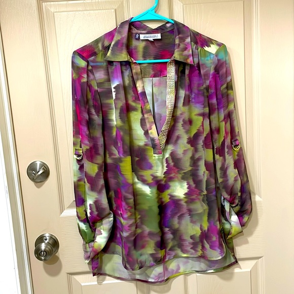 Jennifer Lopez Tops - J Lo (Jennifer Lopez) gorgeous watercolor top - SZ S. C-HC